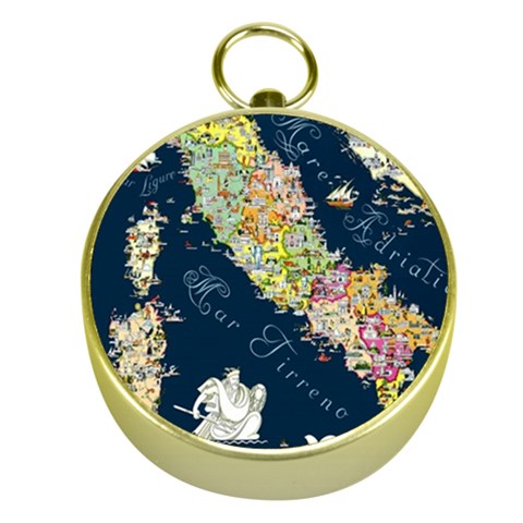 Map Italy Blue  Gold Compass from ArtsNow.com Front