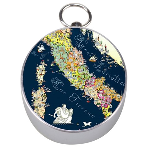 Map Italy Blue  Silver Compass from ArtsNow.com Front