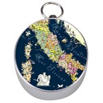 Map Italy Blue  Silver Compass