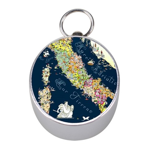 Map Italy Blue  Silver Compass (Mini) from ArtsNow.com Front