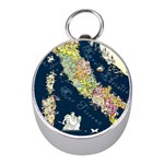 Map Italy Blue  Silver Compass (Mini)