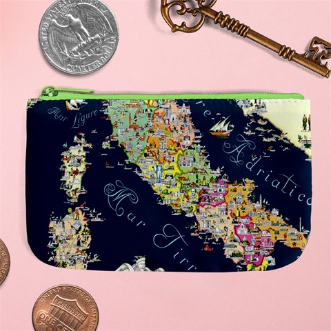 Map Italy Blue  Large Coin Purse from ArtsNow.com Front