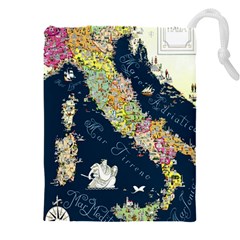 Map Italy Blue  Drawstring Pouch (4XL) from ArtsNow.com Front