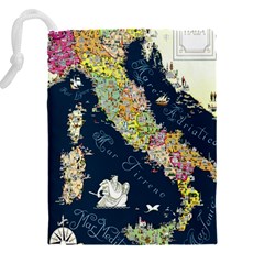 Map Italy Blue  Drawstring Pouch (4XL) from ArtsNow.com Back