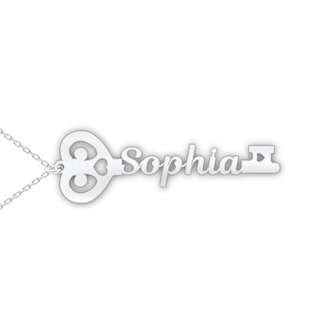 Personalized Love Key Name 925 Sterling Silver Name Pendant from ArtsNow.com Front