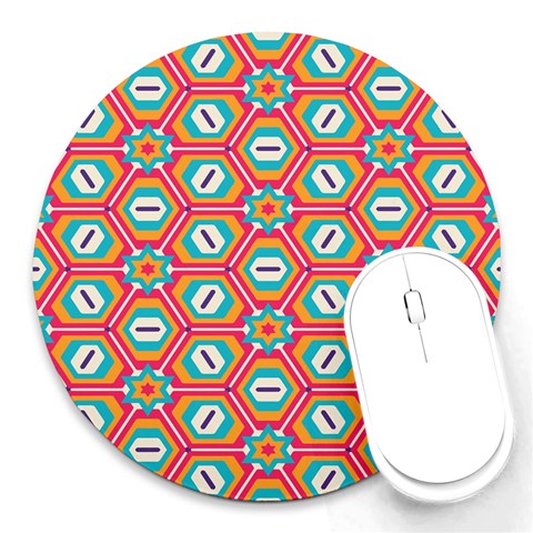 Hexagons and stars pattern                                                                Round Mousepad from ArtsNow.com Front