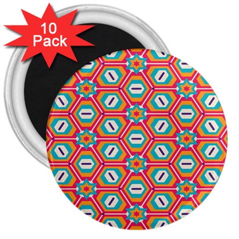 Hexagons and stars pattern                                                                3  Magnet (10 pack) from ArtsNow.com Front