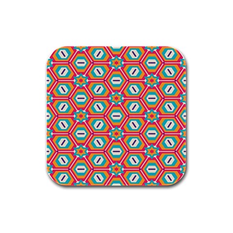 Hexagons and stars pattern                                                                Rubber Square Coaster (4 pack) from ArtsNow.com Front