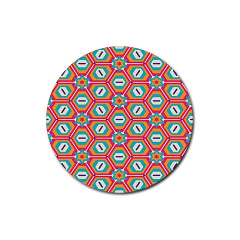 Hexagons and stars pattern                                                                Rubber Round Coaster (4 pack) from ArtsNow.com Front