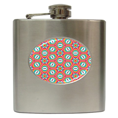 Hexagons and stars pattern                                                                Hip Flask (6 oz) from ArtsNow.com Front