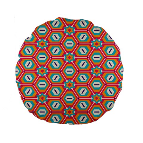 Hexagons and stars pattern                                                               Standard 15  Premium Flano Round Cushion from ArtsNow.com Front