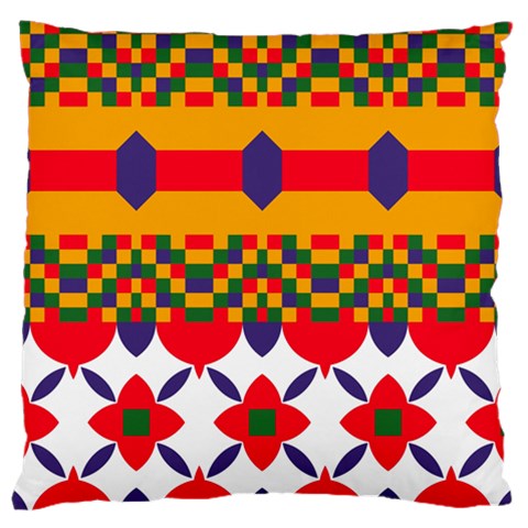 Red flowers and colorful squares                                                                 Standard Flano Cushion Case (Two Sides) from ArtsNow.com Back