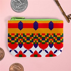 Red flowers and colorful squares                                                                 Mini Coin Purse from ArtsNow.com Front