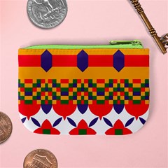 Red flowers and colorful squares                                                                 Mini Coin Purse from ArtsNow.com Back