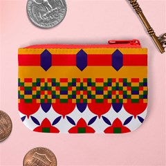 Red flowers and colorful squares                                                                 Mini Coin Purse from ArtsNow.com Back