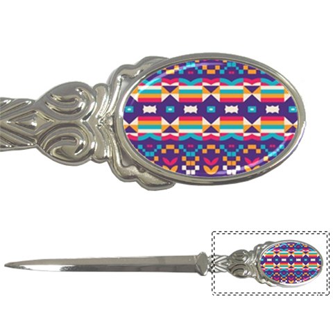 Pastel shapes rows on a purple background                                                                   Letter Opener from ArtsNow.com Front