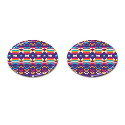 Pastel shapes rows on a purple background                                                                   Cufflinks (Oval) from ArtsNow.com Front(Pair)