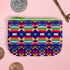 Pastel shapes rows on a purple background                                                                  Mini Coin Purse from ArtsNow.com Front