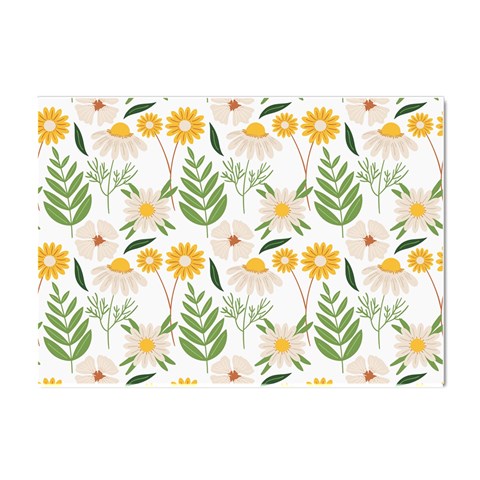 Flowers on a white background pattern                                                             Crystal Sticker (A4) from ArtsNow.com Front