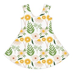 Flowers on a white background pattern                                                                        Short Sleeve V Front