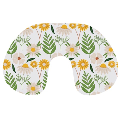 Flowers on a white background pattern                                                                    Travel Neck Pillow from ArtsNow.com Front