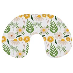 Flowers on a white background pattern                                                                    Travel Neck Pillow from ArtsNow.com Front