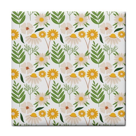 Flowers on a white background pattern                                                                    Tile Coaster from ArtsNow.com Front