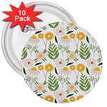 Flowers on a white background pattern                                                                    3  Button (10 pack)