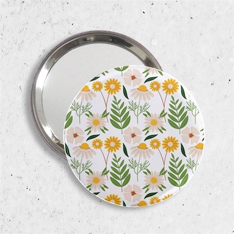 Flowers on a white background pattern                                                                    2.25  Handbag Mirror from ArtsNow.com Front