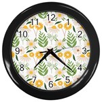 Flowers on a white background pattern                                                                    Wall Clock (Black)