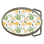 Flowers on a white background pattern                                                                    Belt Buckle