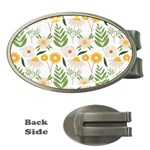 Flowers on a white background pattern                                                                    Money Clip (Oval)