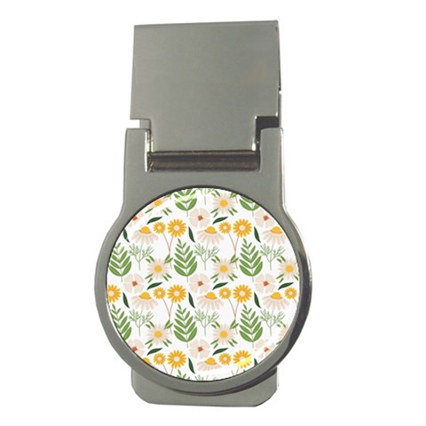 Flowers on a white background pattern                                                                    Money Clip (Round) from ArtsNow.com Front