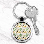 Flowers on a white background pattern                                                                    Key Chain (Round)