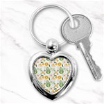 Flowers on a white background pattern                                                                    Key Chain (Heart)