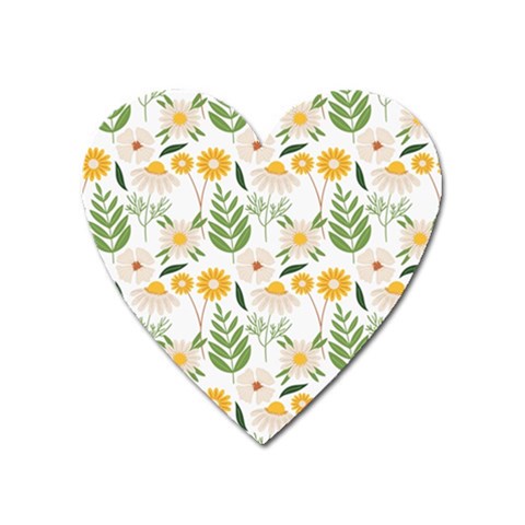 Flowers on a white background pattern                                                                    Magnet (Heart) from ArtsNow.com Front