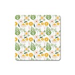 Flowers on a white background pattern                                                                    Magnet (Square)