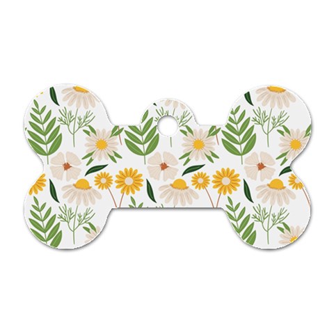 Flowers on a white background pattern                                                                    Dog Tag Bone (One Side) from ArtsNow.com Front