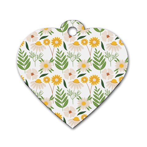 Flowers on a white background pattern                                                                    Dog Tag Heart (One Side) from ArtsNow.com Front