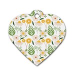 Flowers on a white background pattern                                                                    Dog Tag Heart (One Side)