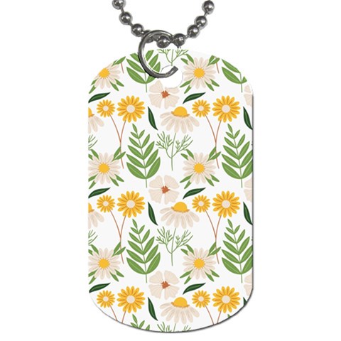 Flowers on a white background pattern                                                                    Dog Tag (One Side) from ArtsNow.com Front