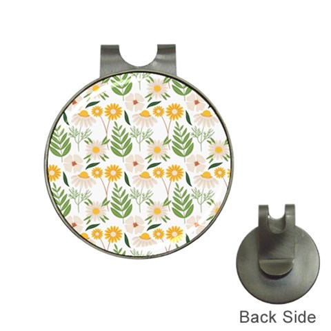 Flowers on a white background pattern                                                                    Golf Ball Marker Hat Clip from ArtsNow.com Front