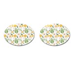 Flowers on a white background pattern                                                                    Cufflinks (Oval)