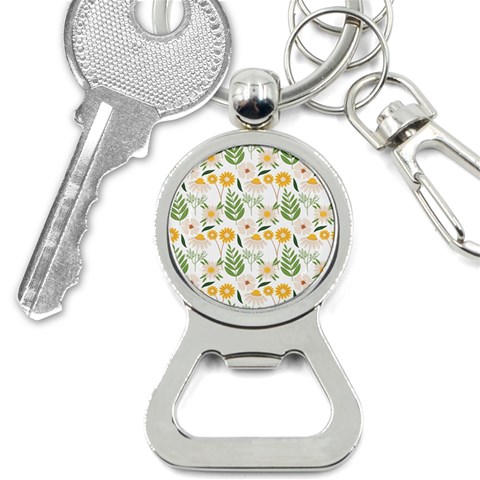 Flowers on a white background pattern                                                                    Bottle Opener Key Chain from ArtsNow.com Front