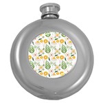 Flowers on a white background pattern                                                                    Hip Flask (5 oz)