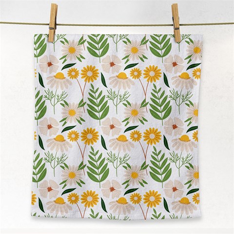 Flowers on a white background pattern                                                                    Face Towel from ArtsNow.com Front