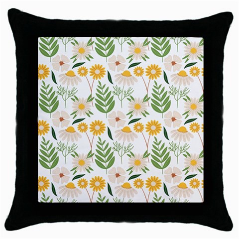 Flowers on a white background pattern                                                                    Throw Pillow Case (Black) from ArtsNow.com Front