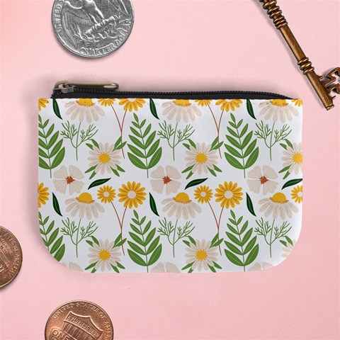 Flowers on a white background pattern                                                                   Mini Coin Purse from ArtsNow.com Front