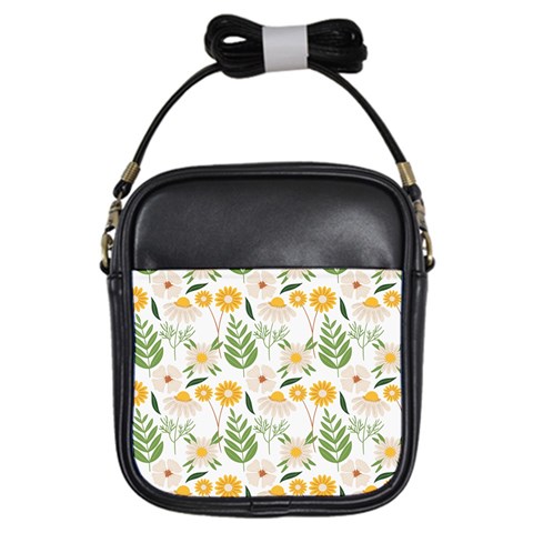 Flowers on a white background pattern                                                                    Girls Sling Bag from ArtsNow.com Front