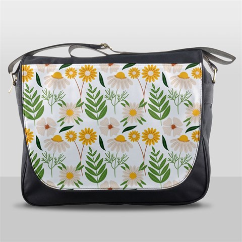 Flowers on a white background pattern                                                                    Messenger Bag from ArtsNow.com Front